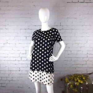 Daniel Rainn Polka Dot Shift Dress Black Size Medium